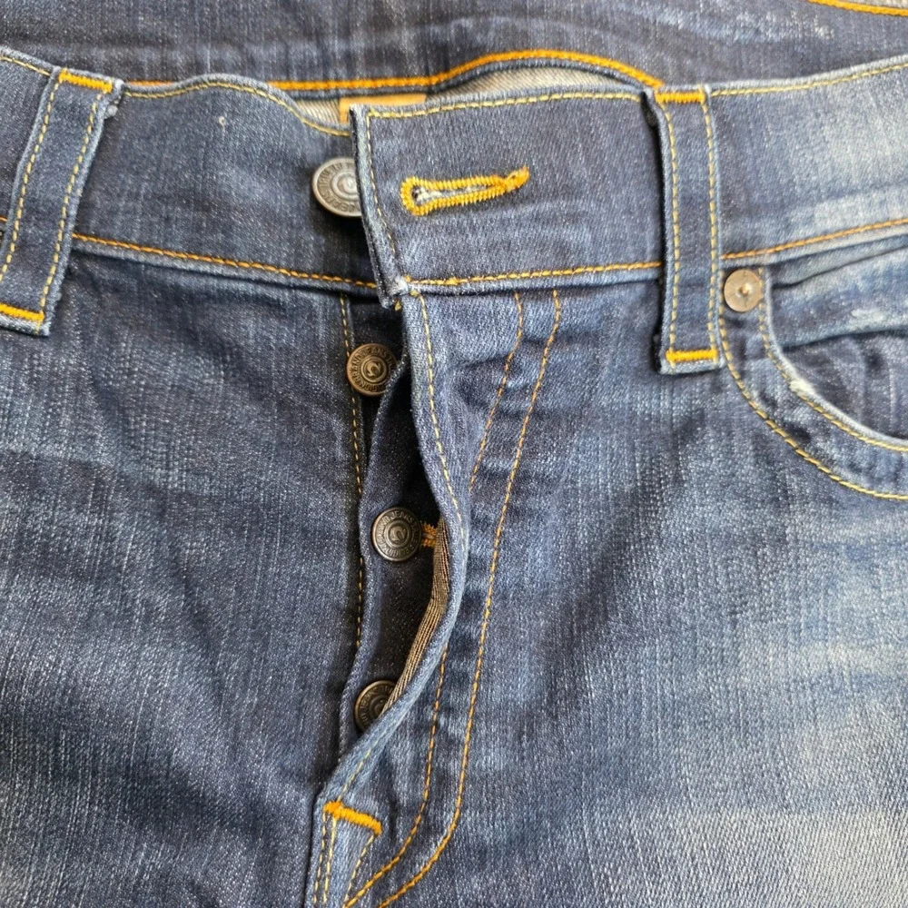 True Religion Rocco Relaxed Skinny Jeans Mens 36X34 Blue Denim Button Fly USA